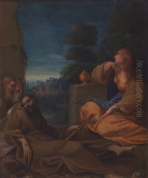Sainte Madeleine Et Saint Francois D'assise Dans Un Paysage - view 1