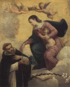 Saint Dominic Adoring The Madonna And Child by Ludovico Carracci