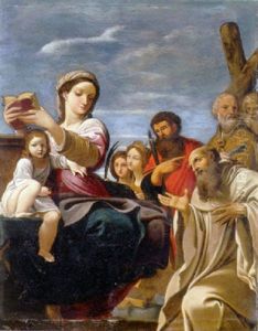 The Madonna And Child With Saints Catherine Of Alexandria, (agnes?), Romauld, Paul, Peter And Andrew by Ludovico Carracci