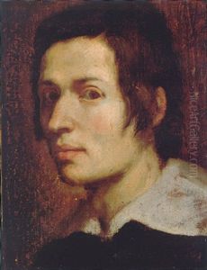 Portrait Of A Young Man Wearing A Black Tunic And A White Collar