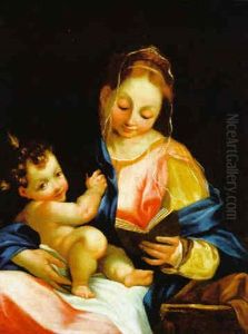 La Vergine Leggendo Un Libro Con Il Bambino by Ludovico Carracci
