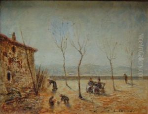 Paysage D'hiver Anime by Louis-Hilaire Carrand