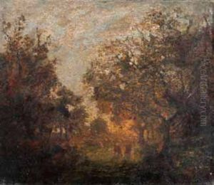 Vaches Dans Le Sous-bois by Louis-Hilaire Carrand