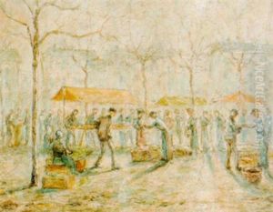 Markttag An Der Rhone In Lyon by Louis-Hilaire Carrand