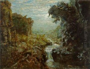 Effet De Nuit Sur Le Ruisseau by Louis-Hilaire Carrand