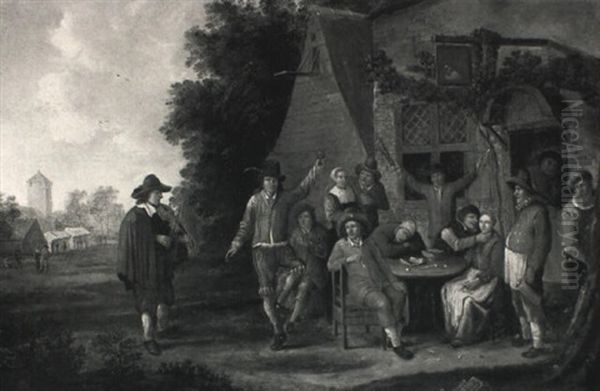 A Fiddler Entertaining Merry Company Outside An Inn - view 1