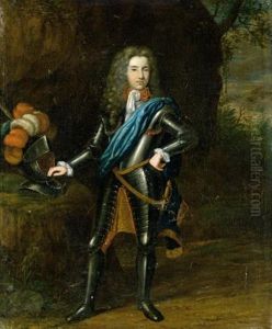 Portrait Of A Nobleman (willem Baron Van Lier?) Wearing Armour, Resting His Hand On His Helmet, Standing In A Landscape