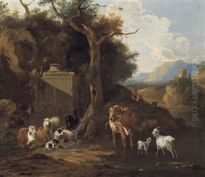Paysage Avec Troupeau A L'abreuvoir by Michiel (Carree) Carre