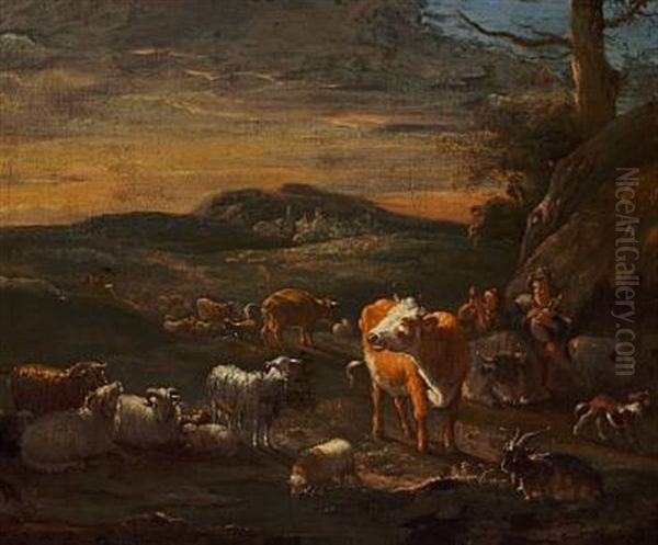 Shepherds With Their Cattle - view 1