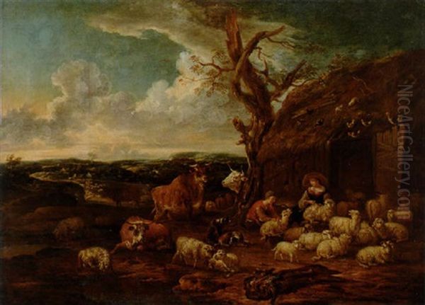 Landskap Med Herdefolk Och Boskap - view 1