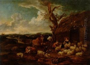 Landskap Med Herdefolk Och Boskap by Michiel (Carree) Carre