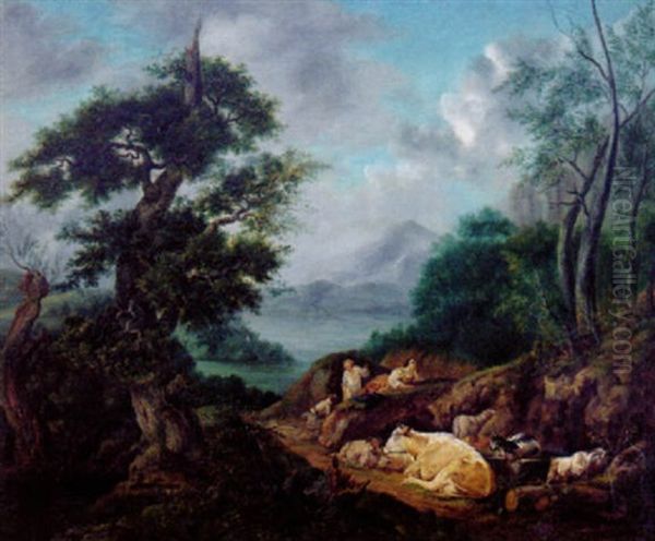 Landskap Med Figurer Och Boskap - view 1
