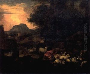 Italienische Landschaft Mit Viehherde Und Hirten by Michiel (Carree) Carre