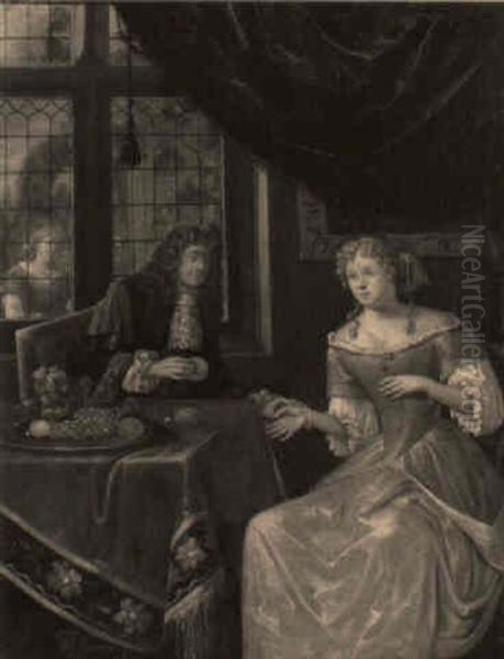 A Gentleman Offering An Orange To A Lady - view 1