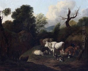 Paysage Au Troupeau De Chevres Et De Vaches by Michiel Carree