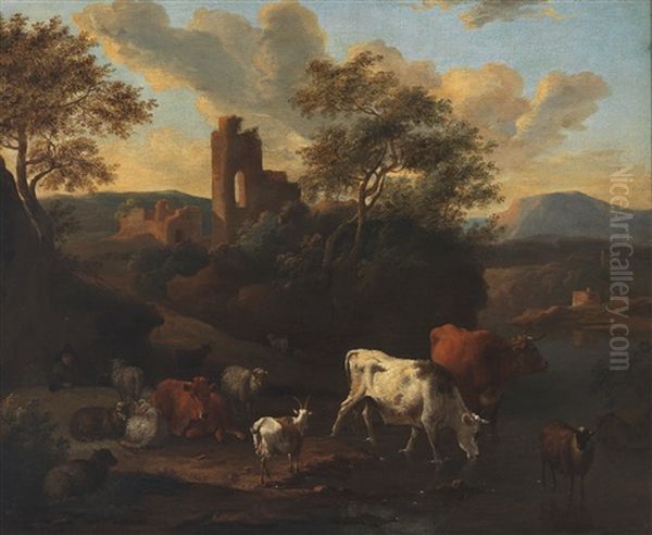A Southern Landscape With Grazing Cattle - view 1