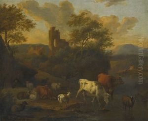 Landscape With Cows, Goats And Sheep Landscape With Cows, Goats And Sheep