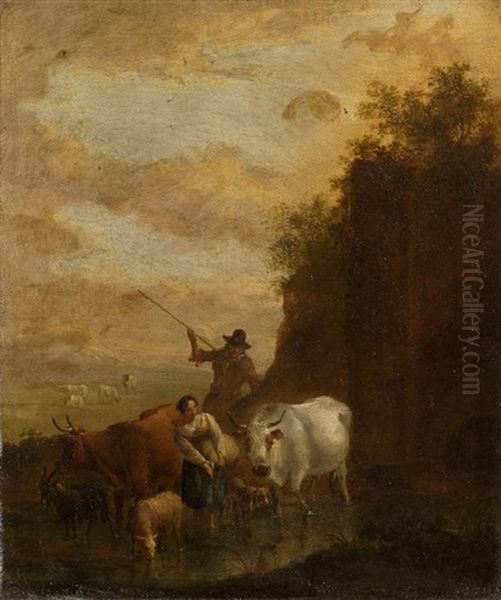 An Italianate Landscape With A Shepherd And Shepherdess By A Ruin - view 1