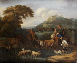 Travellers On A Path Before An Italianate Landscape Travellers On A Path Before An Italianate Landscape