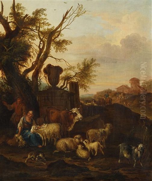 Idyllische, Weite Landschaft Mit Bauern Und Vieh - view 1