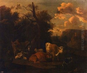 Le Repos Des Bergers Dans Un Paysage De La Campagne Romaine by Michiel Carree