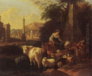 Shepherdess With Cattle