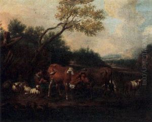 A Couple Sitting Under A Tree With Their Cattle A Couple Sitting Under A Tree With Their Cattle