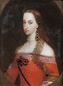 Portrait Presume De Marie-louise D'orleans, Epouse Du Roi Charles Ii D'espagne Dans Un Ovale Peint by Juan Carreno De Miranda