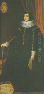 Portrait De Dona Elivira De Sandobal Y Roxas by Juan Carreno De Miranda