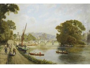 Boating On The Thames At Richmond by John Mulcaster Carrick