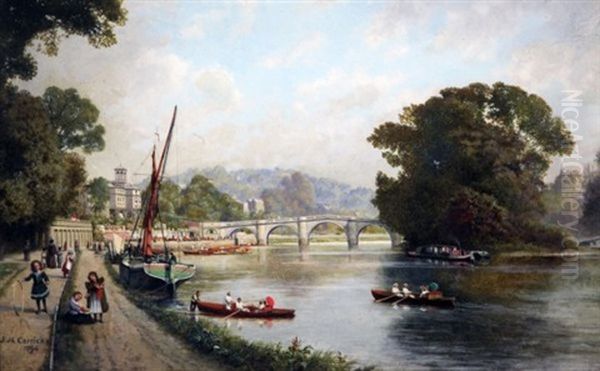 View Of Kew Bridge With Children On The Bank - view 1