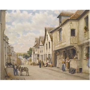Street In Josselin, Morbihan, Brittany (+ Old House In Market Place, Lannion, Brittany; 2 Works) by John Mulcaster Carrick