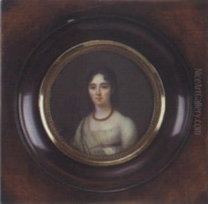 Femme En Robe De Soie, Chale Cashmere Et Coiffee De Boucles Separees Par Une Raie Mediane