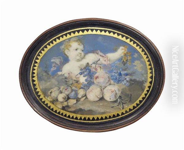 Young Bacchus, With Fruit And Flowers; Sky Background - view 1