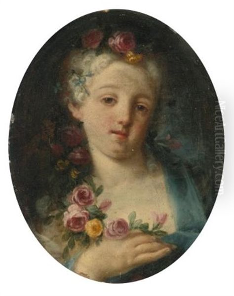 Portrait Of A Girl Holding Flowers - view 1