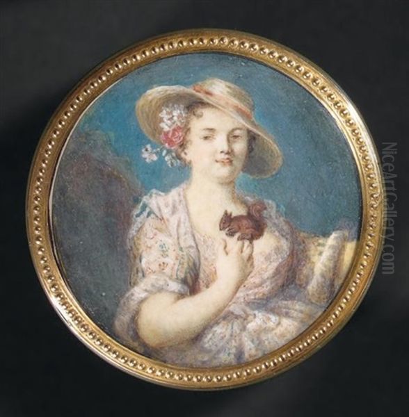 Portrait D'une Jeune Femme Tenant Sur Ses Doigts Un Ecureuil - view 1