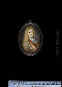 A Young Gentleman, Wearing Pale Blue Cloak, With Gold Stripes And Pink Lining, Over Blue-lined Ochre-colored Coat Edged In Gold, White Lace Cravat And Long Powdered Wig by Rosalba Carriera