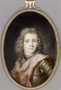A Young Gentleman (duc Du Maine?), In Gilt-studded Armour, Red Cloak Draped Across His Left Shoulder, Shoulder-length Powdered Curling Hair ... A Young Gentleman (duc Du Maine?), In Gilt-studded Armour, Red Cloak Draped Across His Left Shoulder, Shoulder-length Powdered Curling Hair ...