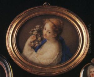 Portrait Of A Lady With Fair Hair Piled In Plaits Upom Her Head, Holding A Garland Of Flowers by Rosalba Carriera