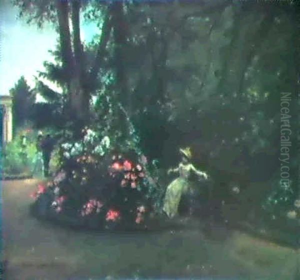 Elegant Figures In A Flower Garden - view 1