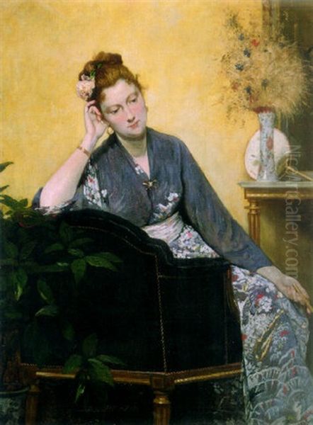 Pensive Woman In A Kimono - view 1