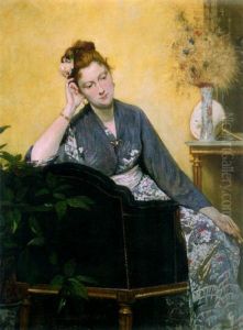 Pensive Woman In A Kimono by Louis Robert Carrier-Belleuse