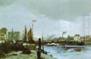 Quay Side Scene by Louis Robert Carrier-Belleuse
