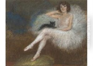 Chatte Noire Et Ballerine by Pierre Carrier-Belleuse