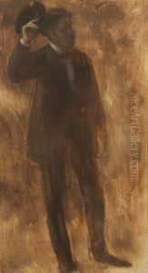 Portrait D'homme En Pied Saluant by Eugene Carriere