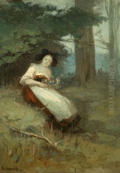Jeune Alsacienne Assise Dans Un Sous-bois - view 1