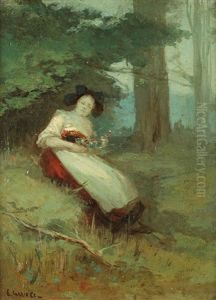 Dans Les Champs, Portrait De Femme by Eugene Carriere