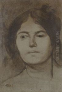 Etude De Visage De Femme (mme Carriere) by Eugene Carriere