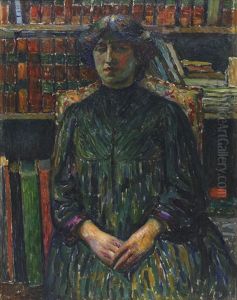 Portrait De Femme Dans La Bibliotheque by Eugene Carriere