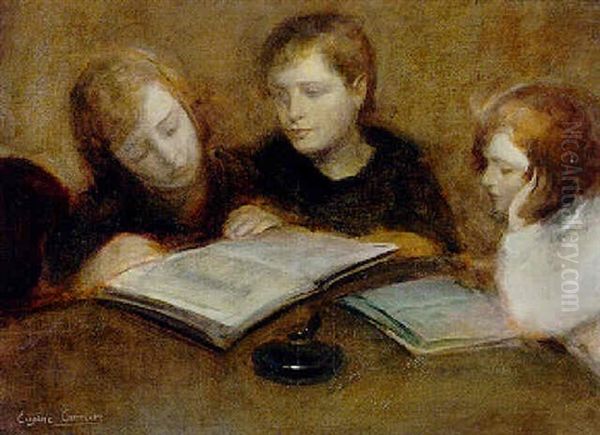 Trois Jeunes Filles En Train De Lire - view 1